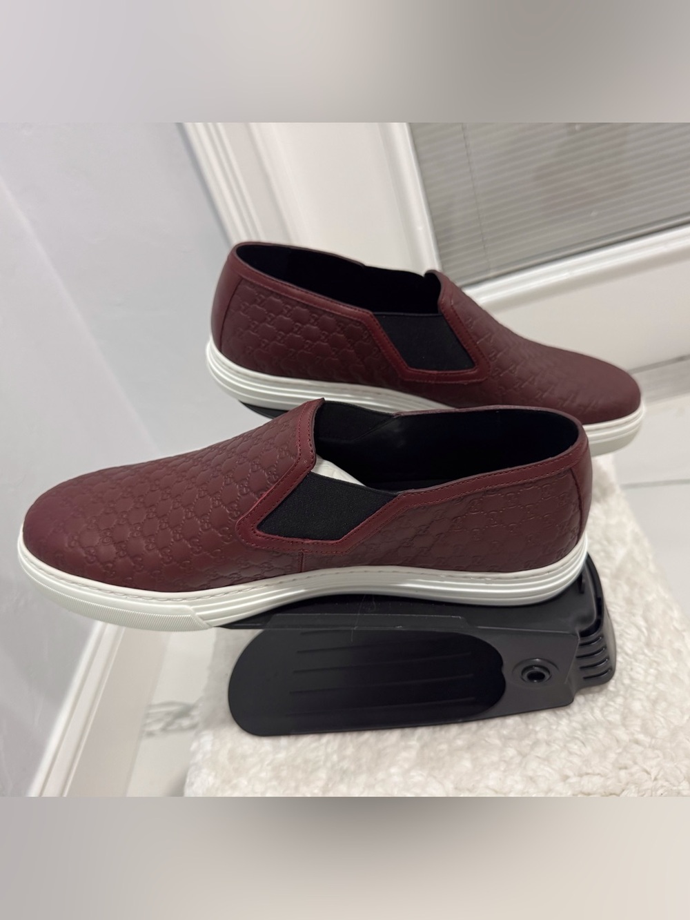 Gucci Burgundy Slip-On Sneakers with Quilted Pattern